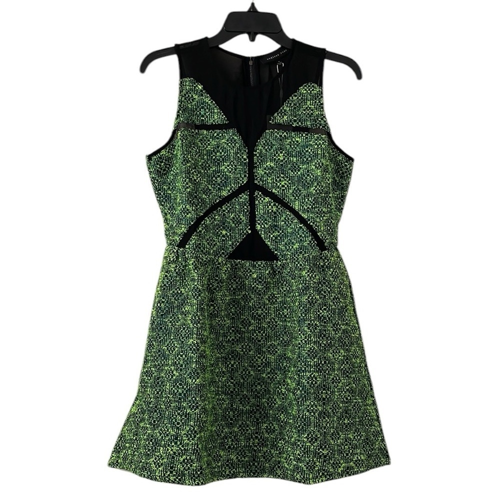 Endless Rose Women's Green Black Geo Back‎ Zip Sleeveless A Line Dress Size M